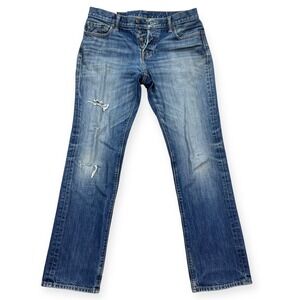 Y2K Abercrombie & Fitch Jeans Men's 34x32 Blue Slim Fit Straight Leg Distressed